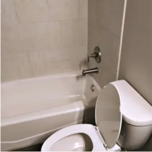 Trim-out for tub and toilet.