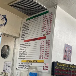Menu as of October 2022