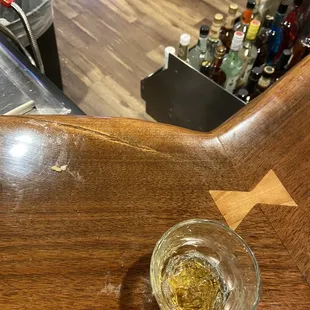 Disaronno Originale on the rocks, clean bar, stocked bar
