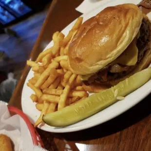 Bacon cheeseburger, Johnny Vegas drink "not shot" stocked up bar