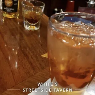 a glass of whiskey