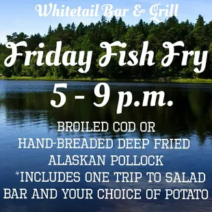 a flyer for friday fish fry 5 - 9pm