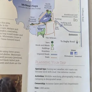Map of Draw with levee loop walking path, 2 view platforms. Free entrance