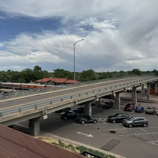 View of train from rooftop