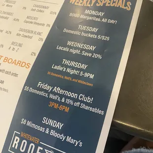 Daily specials