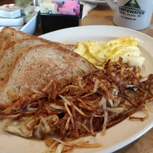 Chicken Fried Steak sides - Eggs, Hashbrowns, toast