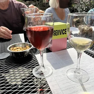 A glass of MN Summer, a flight tasting, the free-flowing oyster crackers, and the handy-dandy service indicators.