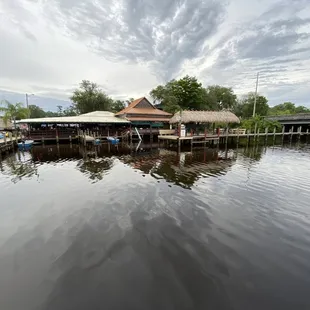a view of a dock with boats
