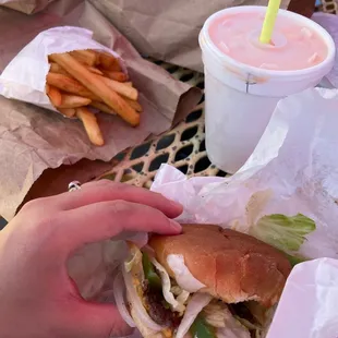 Grilled Onion and Pepper Burger