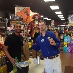 Our friend getting a free tasting.