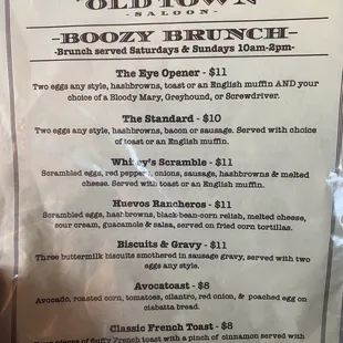 Boozy Brunch Menu