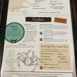 Menu - Fish Dinners and Combos