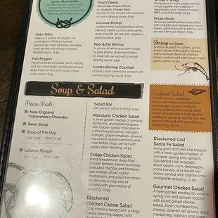 Menu - Appetizers, Soup and Salad