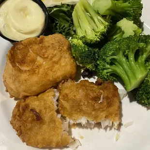 Famous Cod Dinner - 2 piece with side of broccoli