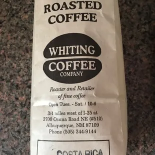 Costa Rica whole bean coffee (1lb)