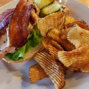 Grilled Chicken Club and Homemade Organic Potato Chips