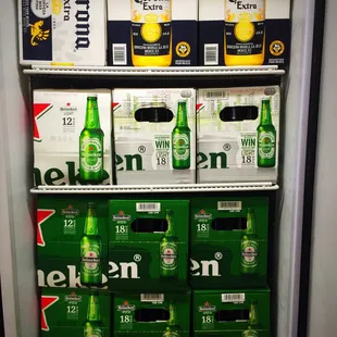 a display of beer bottles