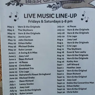 Music line-up