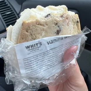 Huge Whittie! Chocolate chip cookie ice cream sandwich!