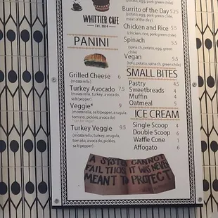 The menu