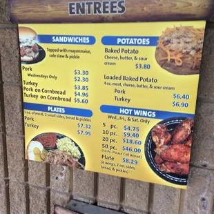 Menu entrees