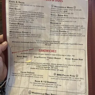 a menu for a restaurant