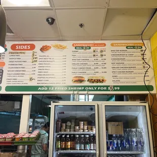 the menu of a fast food restaurant