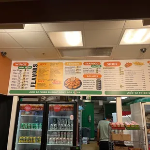 the menu of a fast food restaurant