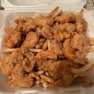 Shrimp and fries plate