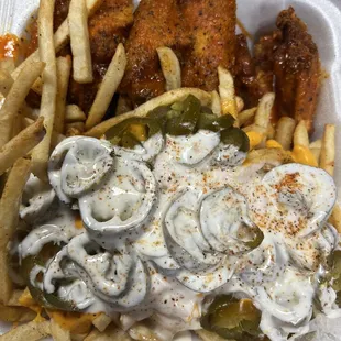 10 piece Chicken Wings Combo with who dat seasoning and loaded fries