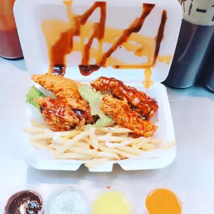 chicken wings and fried chicken, food