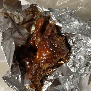 6 wings, lemon pepper, and Jack Daniel sauce.