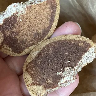 Dark chocolate almond macaron