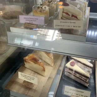 cake slices, panna cotta