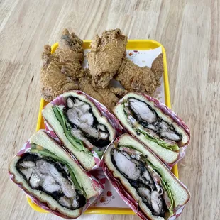 golden signature wings/Black meteorite chicken sandwich