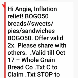 Text received from Whole Grain