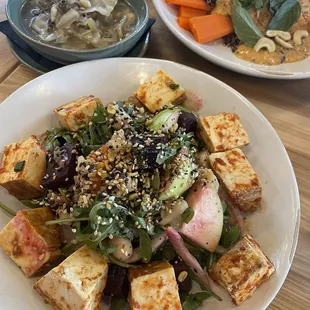 Cabbage soup, Panang carrots, Immunity Salad with added tofu
