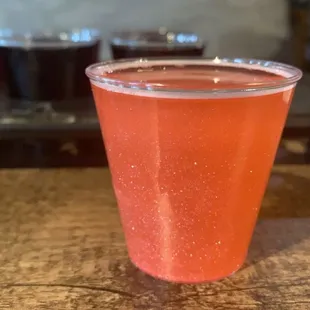 a drink in a plastic cup