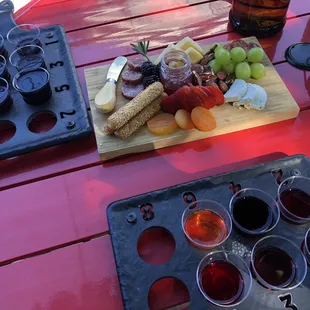 Wine tastings and chartreuse board (two meats and two cheeses).  Our first board ever. Very good!