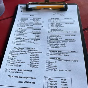 menu