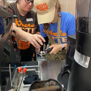 a woman pouring coffee