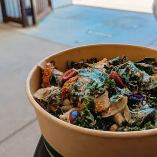 Kale, Artichoke, Sun dried Tomato, and kalamata olive Salad