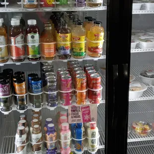 a refrigerator full of food and drinks