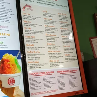 a menu for a frozen yogurt shop