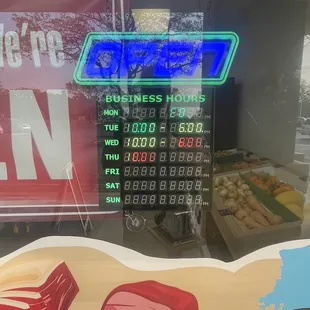 a sign in a window