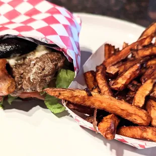 The Fit Cross burger and sweet potato fries