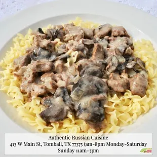 a plate of pasta and mushrooms