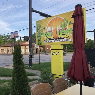 tables and umbrellas