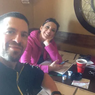 Business meeting with my lovely bride!