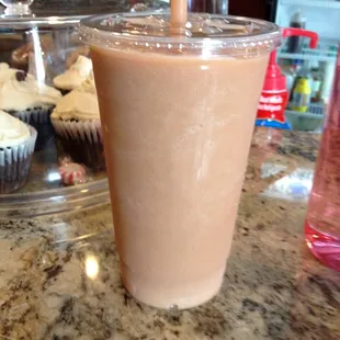 Peach, strawberry spinach smoothie- pure fruit, no sugar added!
